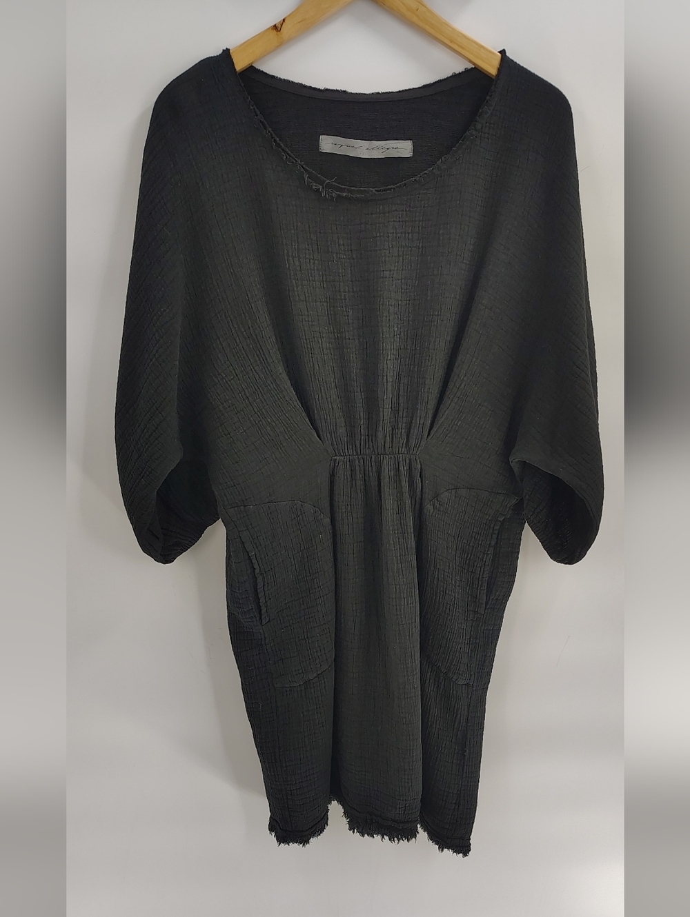 Raquel Allegra Dress Size Small (1) Black Gauze Cotton 3/4 Sleeves